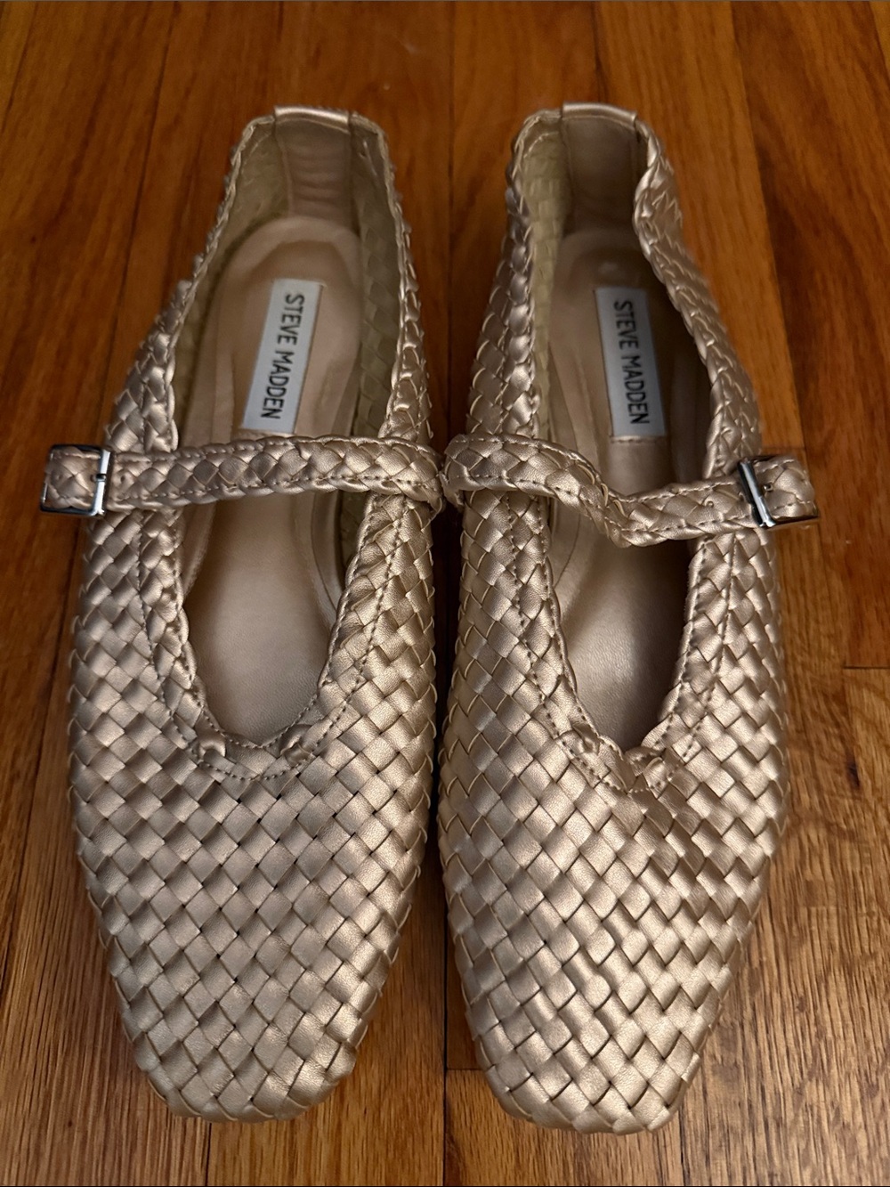 Steve Madden Valerie Gold Woven Mary Jane Flats